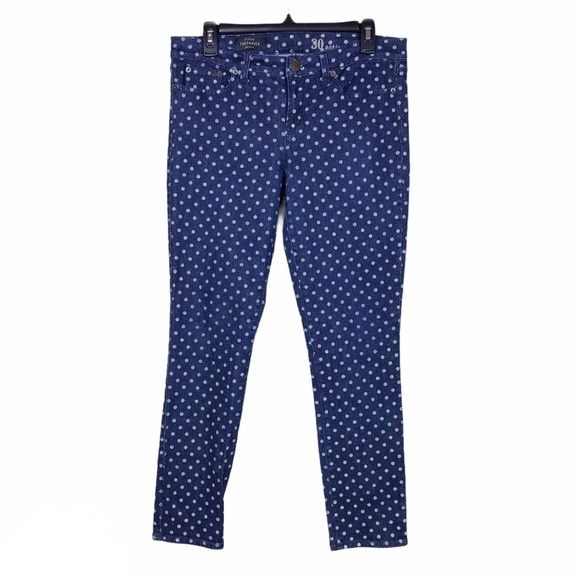 J. Crew Toothpick Polka Dot Ankle Skinny Jeans 30